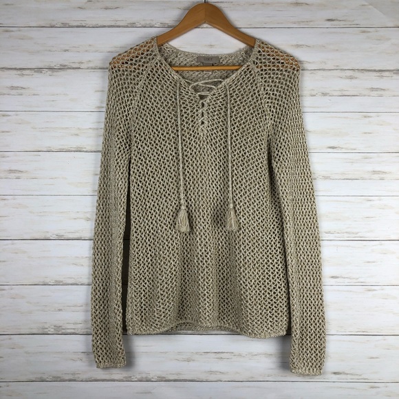 LOFT Sweaters - Loft crochet sweater tan color Small
